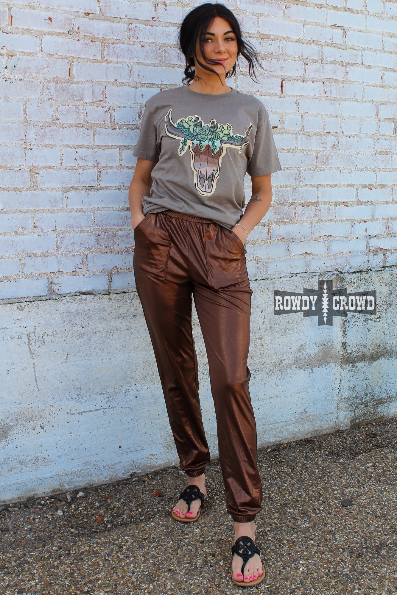 Western Apparel, Western pants, Western Fashion, Western Boutique, Western Wholesale, cowgirl pants, western outfits, western attire, western style pants, western metallic pants, wholesale clothing, metallic pants, western jogger style pants