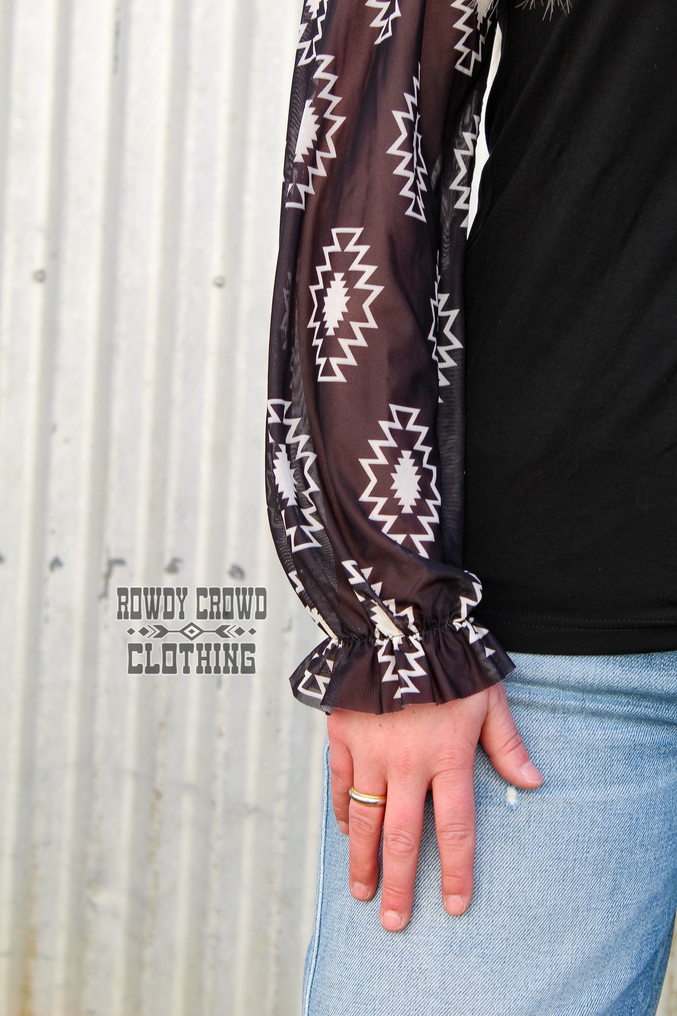 Western Tops, Western Apparel, Western Fashion, Western Boutique, Mesh Sleeves, Aztec Print, Western Wholesale, Wholesale Clothing